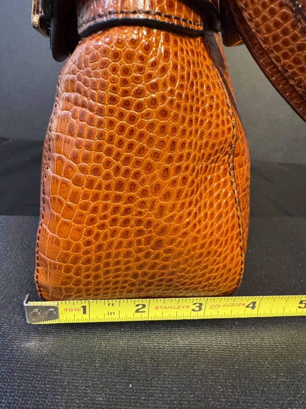 Etienne Aigner Brown Embossed Leather Shoulder Bag Croc Texture Classic Hobo